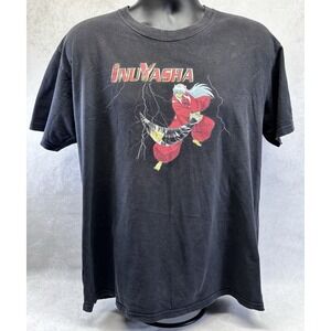 Inuyasha Anime Graphic T Shirt Black Adult Large 2000s Licensed Faded Wear